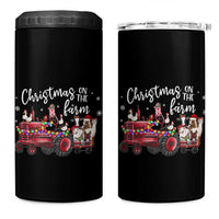Funny Christmas On The Farm 4 in 1 Can Cooler Tumbler Vintage Red Tractor Livestock - Wonder Print Shop