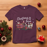 Funny Christmas On The Farm T Shirt Vintage Red Tractor Livestock - Wonder Print Shop