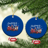 Funny Christmas On The Farm Ceramic Ornament Vintage Red Tractor Livestock - Wonder Print Shop
