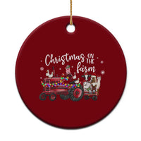 Funny Christmas On The Farm Ceramic Ornament Vintage Red Tractor Livestock - Wonder Print Shop