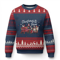 Funny Xmas On The Farm Ugly Christmas Sweater Vintage Red Tractor Livestock - Wonder Print Shop