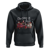 Funny Christmas On The Farm Hoodie Vintage Red Tractor Livestock - Wonder Print Shop