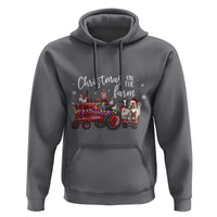Funny Christmas On The Farm Hoodie Vintage Red Tractor Livestock - Wonder Print Shop