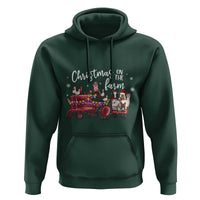 Funny Christmas On The Farm Hoodie Vintage Red Tractor Livestock - Wonder Print Shop