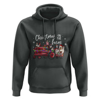 Funny Christmas On The Farm Hoodie Vintage Red Tractor Livestock - Wonder Print Shop