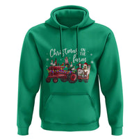 Funny Christmas On The Farm Hoodie Vintage Red Tractor Livestock - Wonder Print Shop