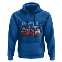 Funny Christmas On The Farm Hoodie Vintage Red Tractor Livestock - Wonder Print Shop