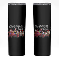 Funny Christmas On The Farm Skinny Tumbler Vintage Red Tractor Livestock - Wonder Print Shop