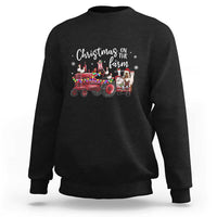 Funny Christmas On The Farm Sweatshirt Vintage Red Tractor Livestock - Wonder Print Shop