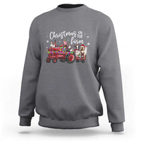 Funny Christmas On The Farm Sweatshirt Vintage Red Tractor Livestock - Wonder Print Shop