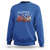 Funny Christmas On The Farm Sweatshirt Vintage Red Tractor Livestock - Wonder Print Shop