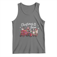 Funny Christmas On The Farm Tank Top Vintage Red Tractor Livestock - Wonder Print Shop