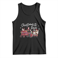 Funny Christmas On The Farm Tank Top Vintage Red Tractor Livestock - Wonder Print Shop