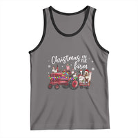 Funny Christmas On The Farm Tank Top Vintage Red Tractor Livestock - Wonder Print Shop