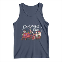 Funny Christmas On The Farm Tank Top Vintage Red Tractor Livestock - Wonder Print Shop