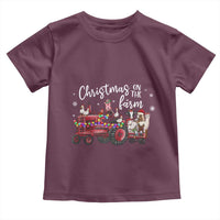Funny Christmas On The Farm Toddler T Shirt Vintage Red Tractor Livestock - Wonder Print Shop