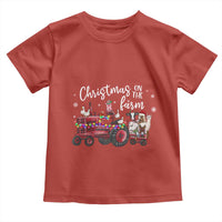 Funny Christmas On The Farm Toddler T Shirt Vintage Red Tractor Livestock - Wonder Print Shop
