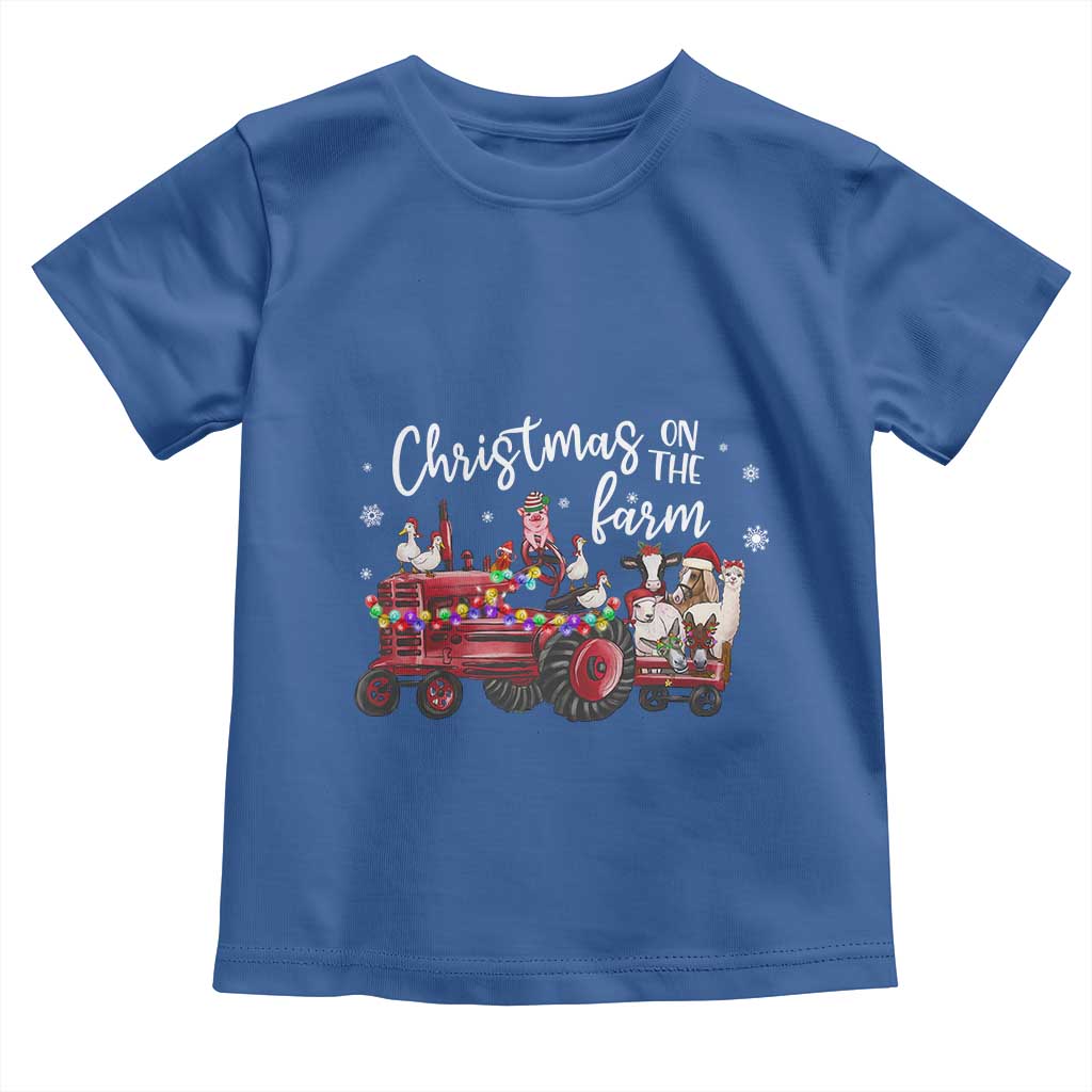 Funny Christmas On The Farm Toddler T Shirt Vintage Red Tractor Livestock - Wonder Print Shop