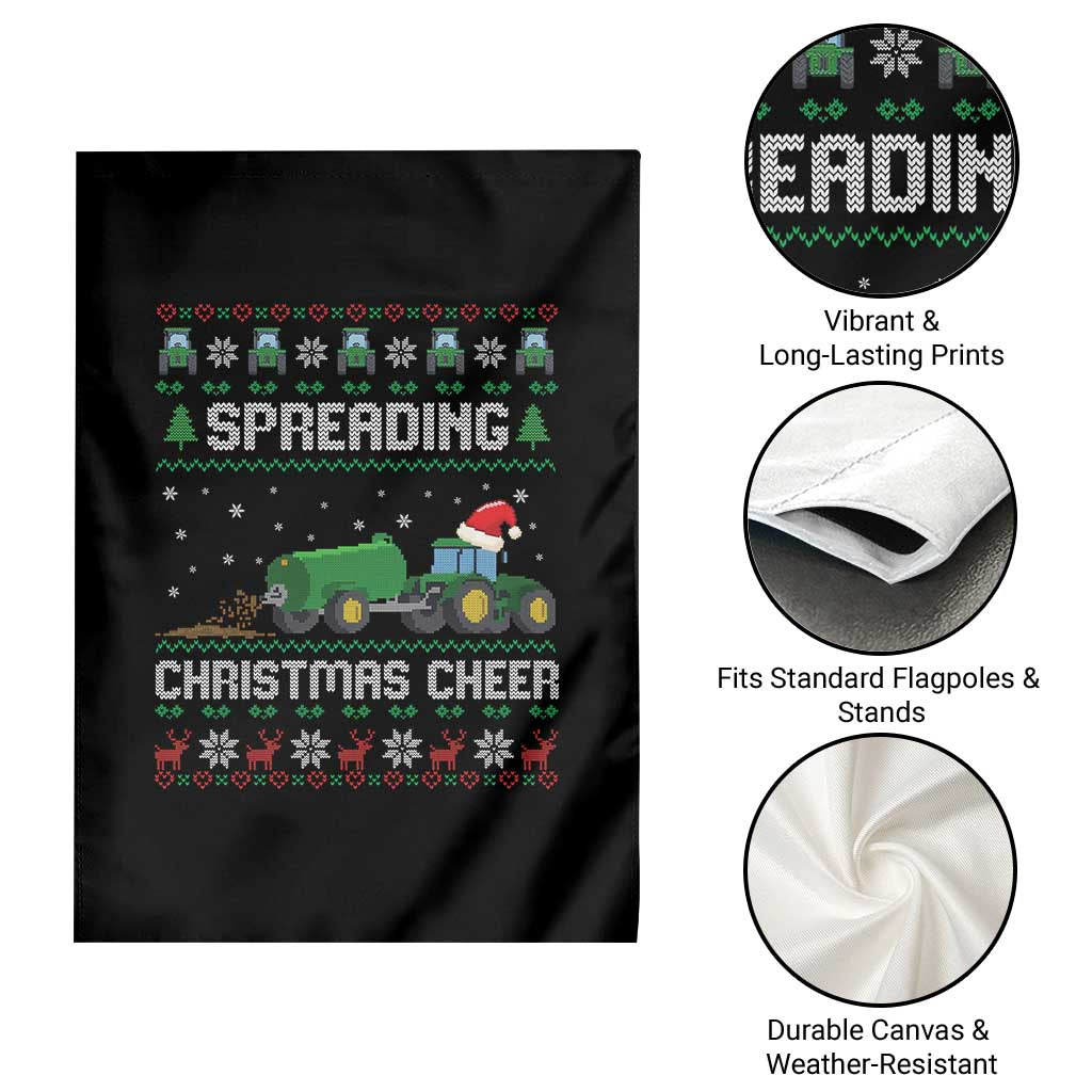 Spreading Christmas Cheer Garden Flag Funny Farming Tractor Xmas - Wonder Print Shop