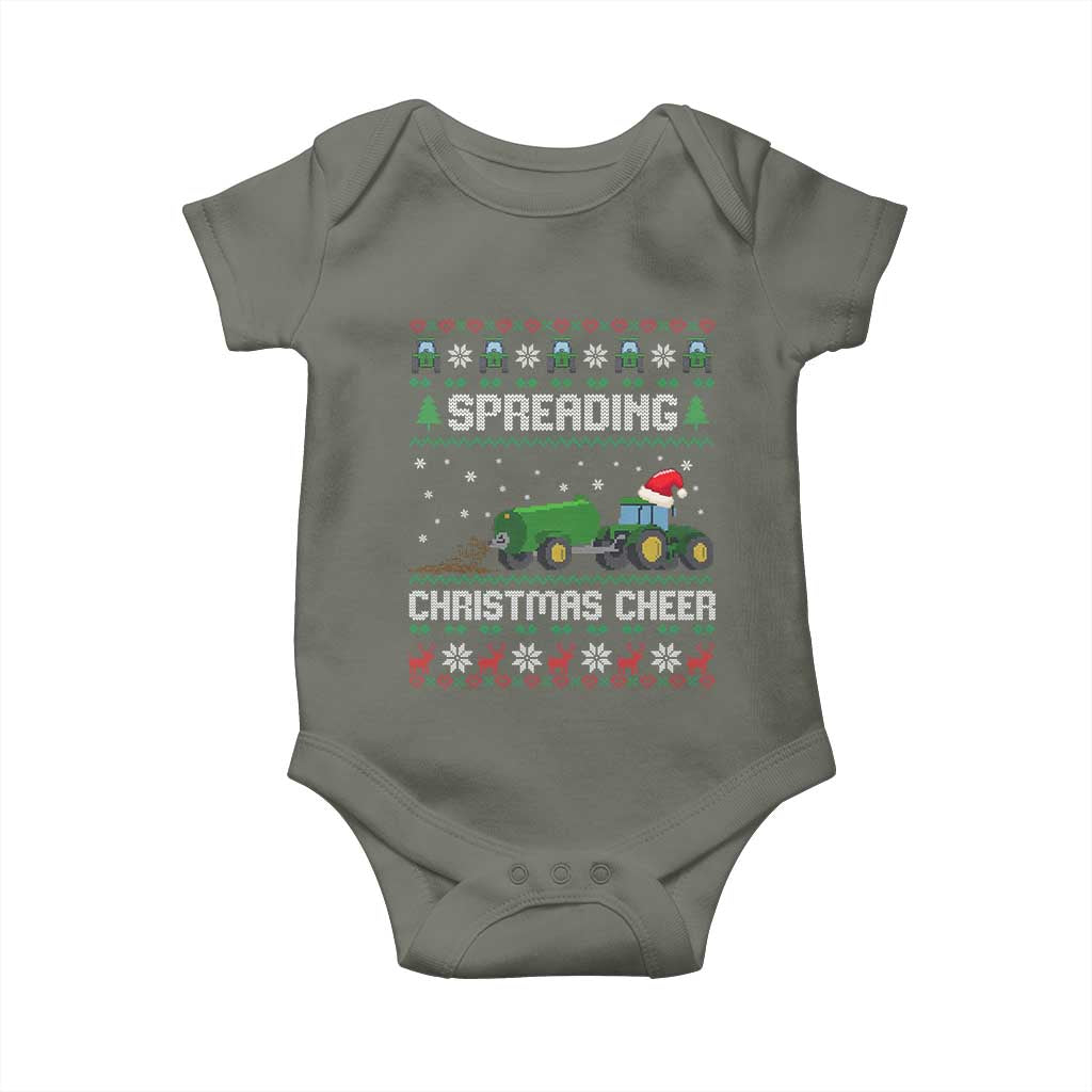 Spreading Christmas Cheer Baby Onesie Funny Farming Tractor Xmas - Wonder Print Shop