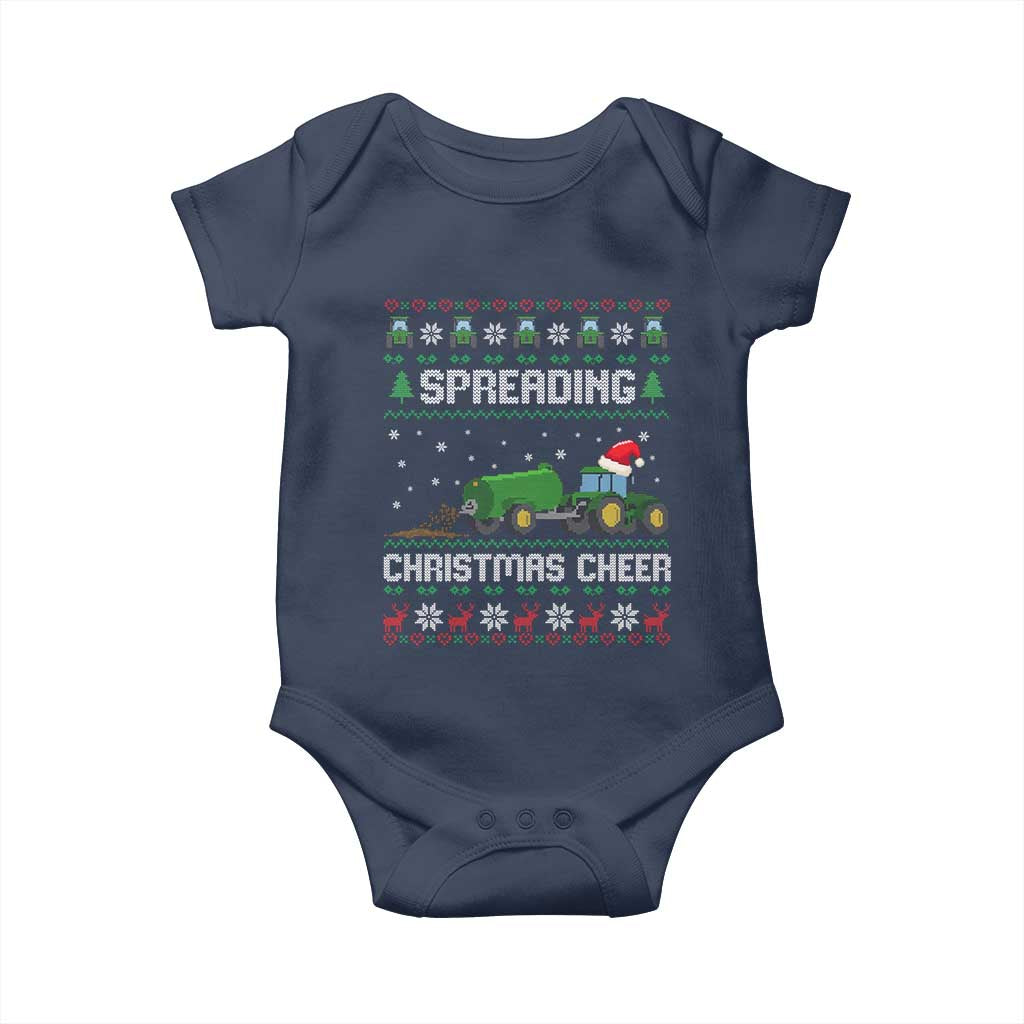 Spreading Christmas Cheer Baby Onesie Funny Farming Tractor Xmas - Wonder Print Shop