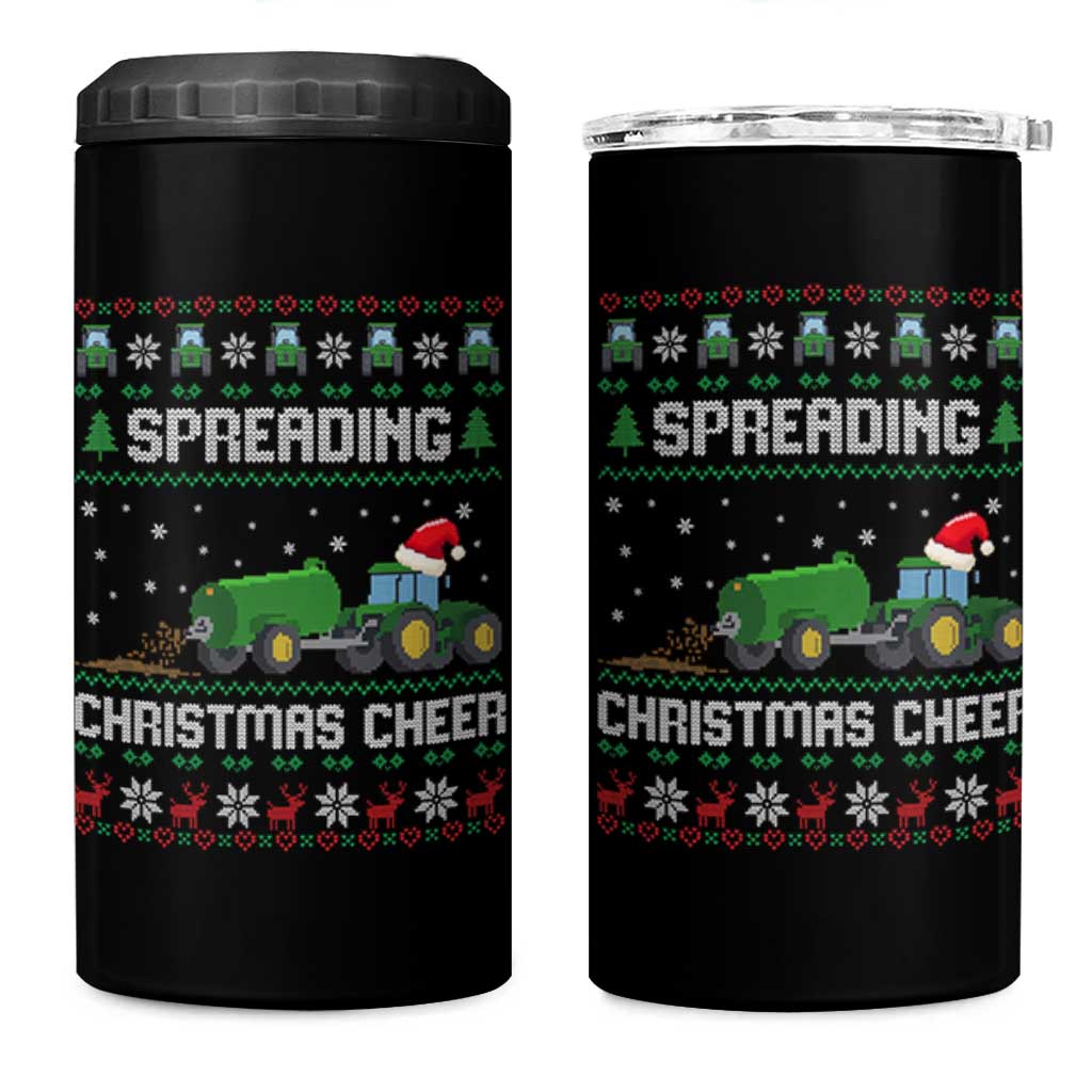 Spreading Christmas Cheer 4 in 1 Can Cooler Tumbler Funny Farming Tractor Xmas - Wonder Print Shop