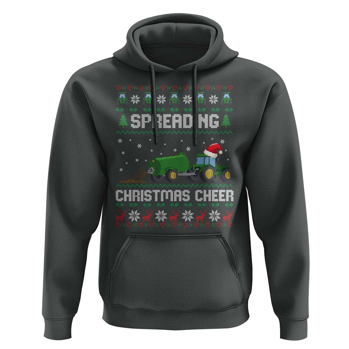 Spreading Christmas Cheer Hoodie Funny Farming Tractor Xmas - Wonder Print Shop