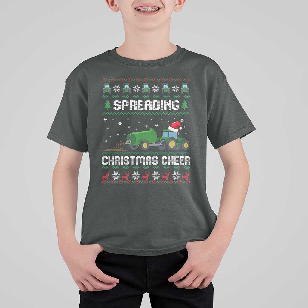 Spreading Christmas Cheer T Shirt For Kid Funny Farming Tractor Xmas - Wonder Print Shop