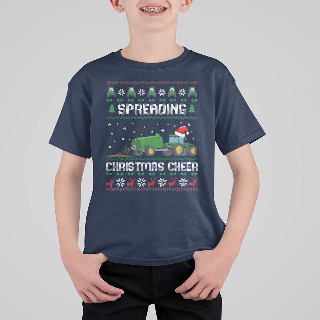 Spreading Christmas Cheer T Shirt For Kid Funny Farming Tractor Xmas - Wonder Print Shop