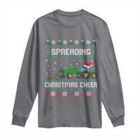 Spreading Christmas Cheer Long Sleeve Shirt Funny Farming Tractor Xmas - Wonder Print Shop