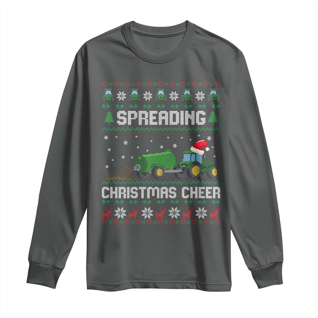 Spreading Christmas Cheer Long Sleeve Shirt Funny Farming Tractor Xmas - Wonder Print Shop