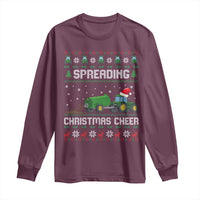 Spreading Christmas Cheer Long Sleeve Shirt Funny Farming Tractor Xmas - Wonder Print Shop