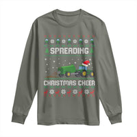 Spreading Christmas Cheer Long Sleeve Shirt Funny Farming Tractor Xmas - Wonder Print Shop