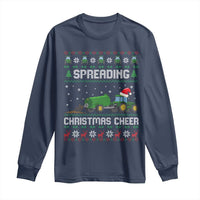 Spreading Christmas Cheer Long Sleeve Shirt Funny Farming Tractor Xmas - Wonder Print Shop