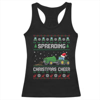 Spreading Christmas Cheer Racerback Tank Top Funny Farming Tractor Xmas - Wonder Print Shop