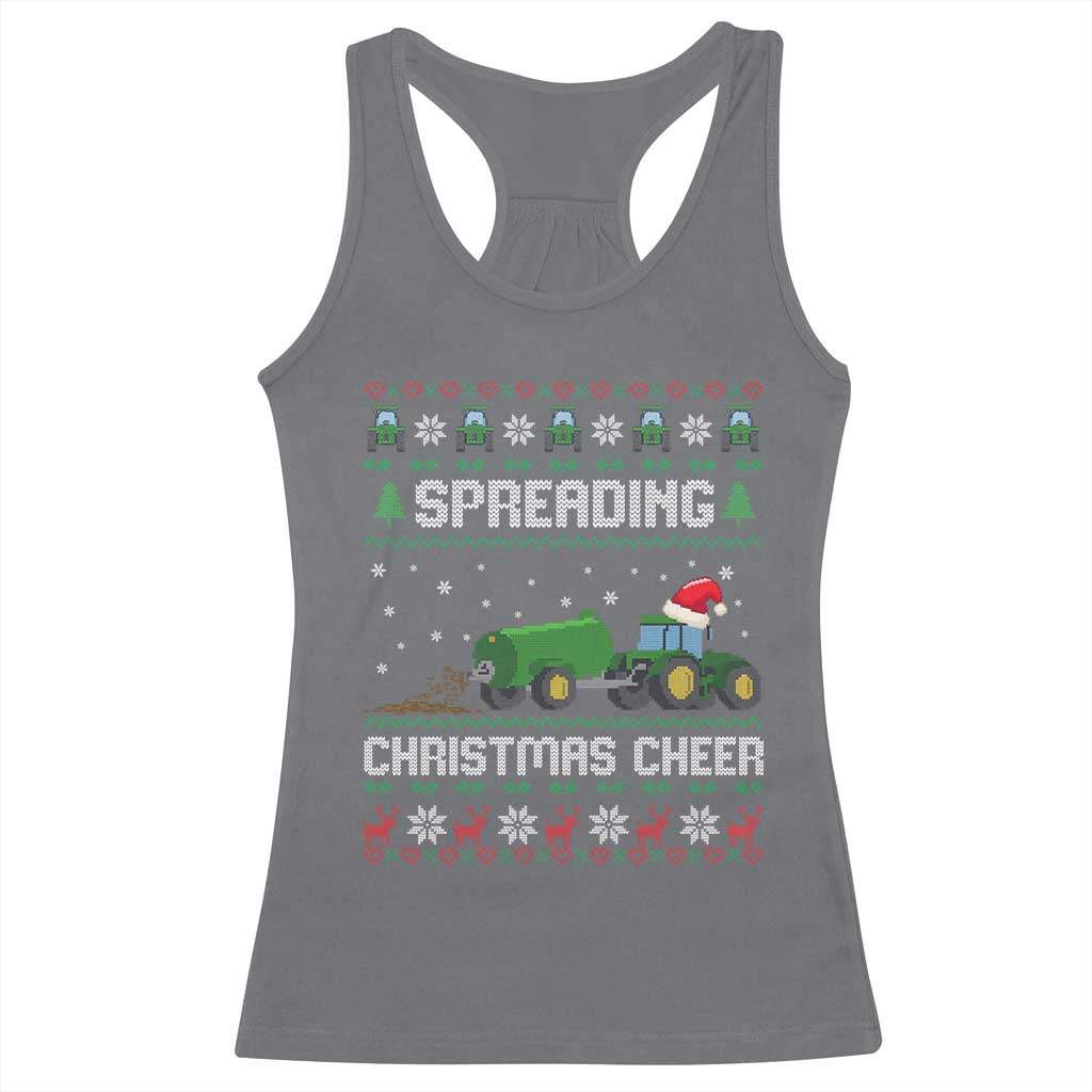 Spreading Christmas Cheer Racerback Tank Top Funny Farming Tractor Xmas - Wonder Print Shop