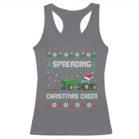 Spreading Christmas Cheer Racerback Tank Top Funny Farming Tractor Xmas - Wonder Print Shop