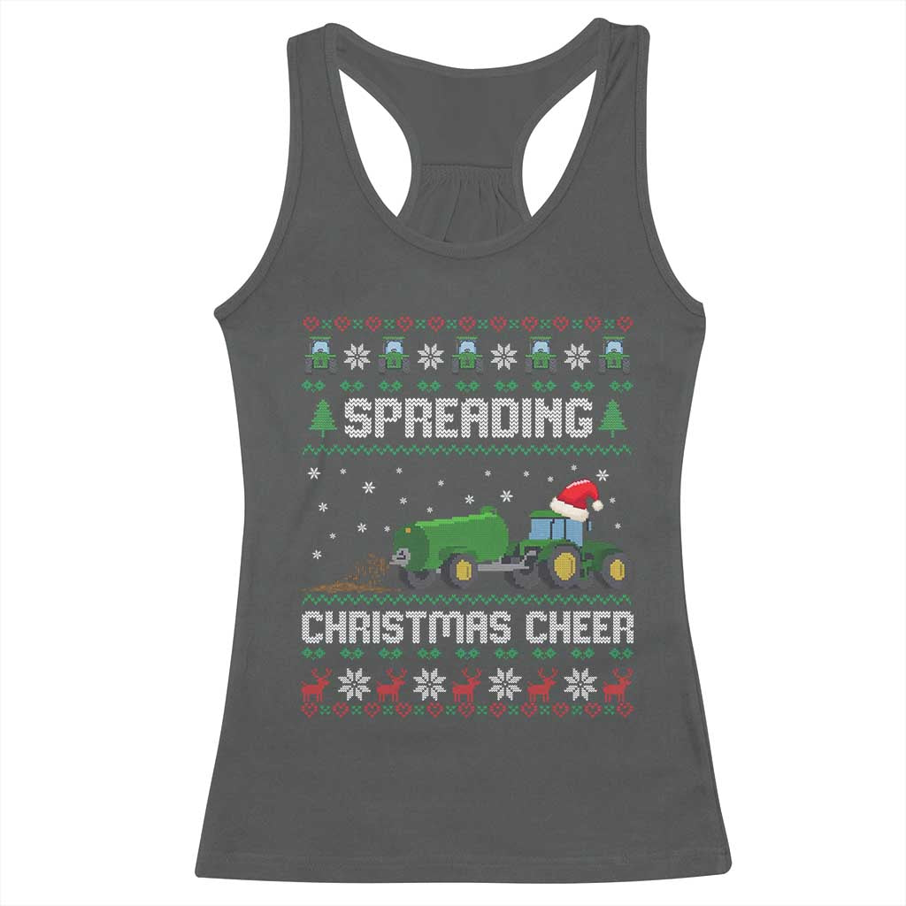 Spreading Christmas Cheer Racerback Tank Top Funny Farming Tractor Xmas - Wonder Print Shop