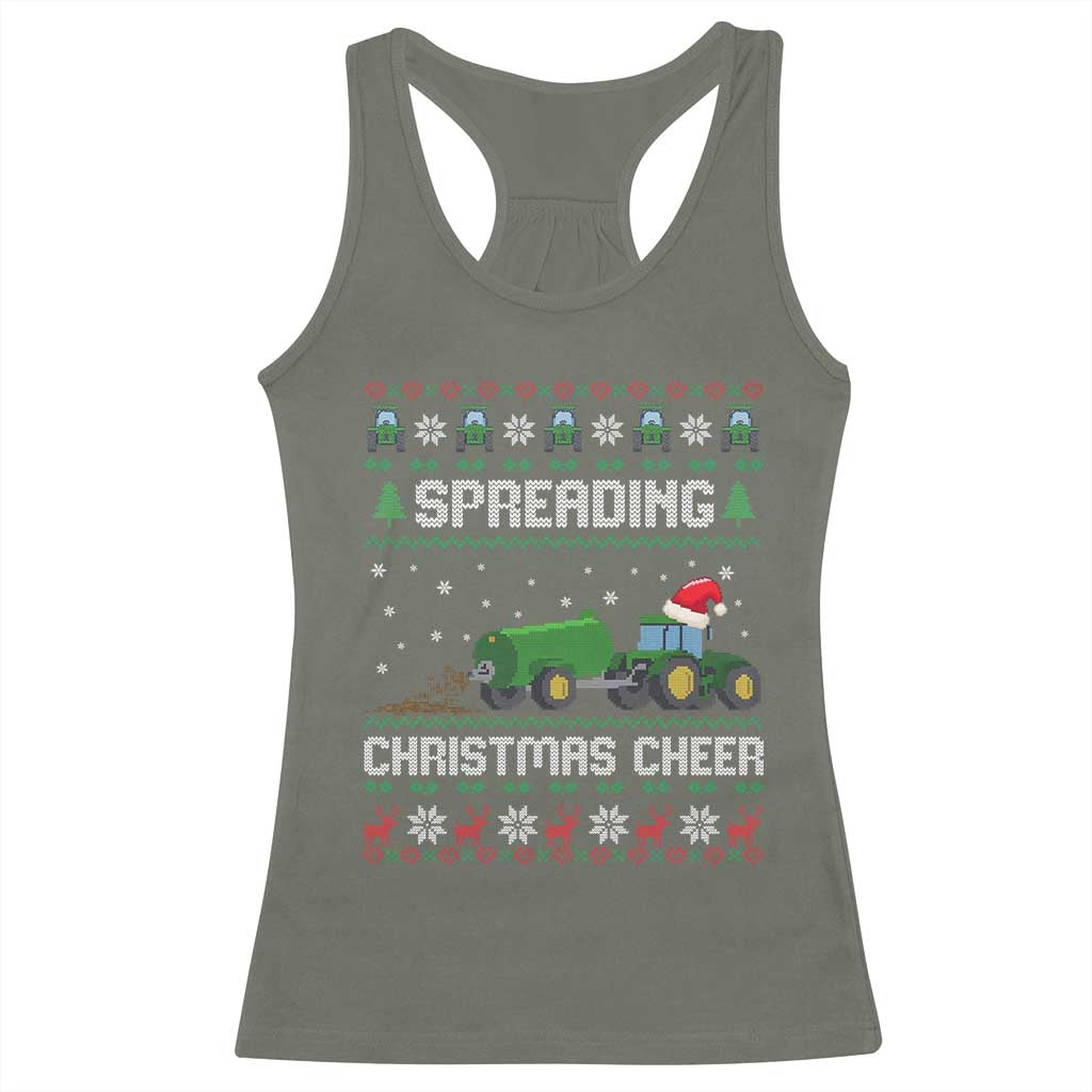 Spreading Christmas Cheer Racerback Tank Top Funny Farming Tractor Xmas - Wonder Print Shop