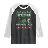 Spreading Christmas Cheer Raglan Shirt Funny Farming Tractor Xmas - Wonder Print Shop