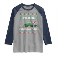 Spreading Christmas Cheer Raglan Shirt Funny Farming Tractor Xmas - Wonder Print Shop