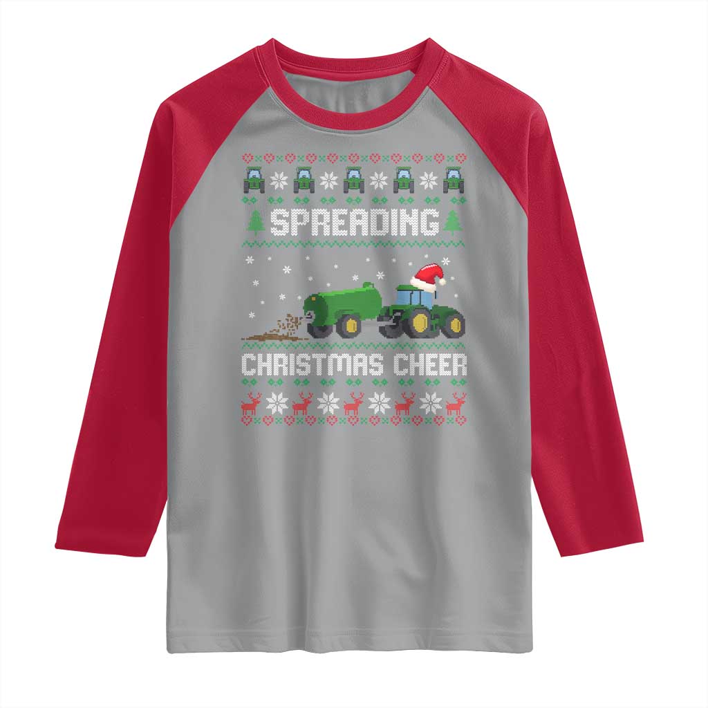 Spreading Christmas Cheer Raglan Shirt Funny Farming Tractor Xmas - Wonder Print Shop