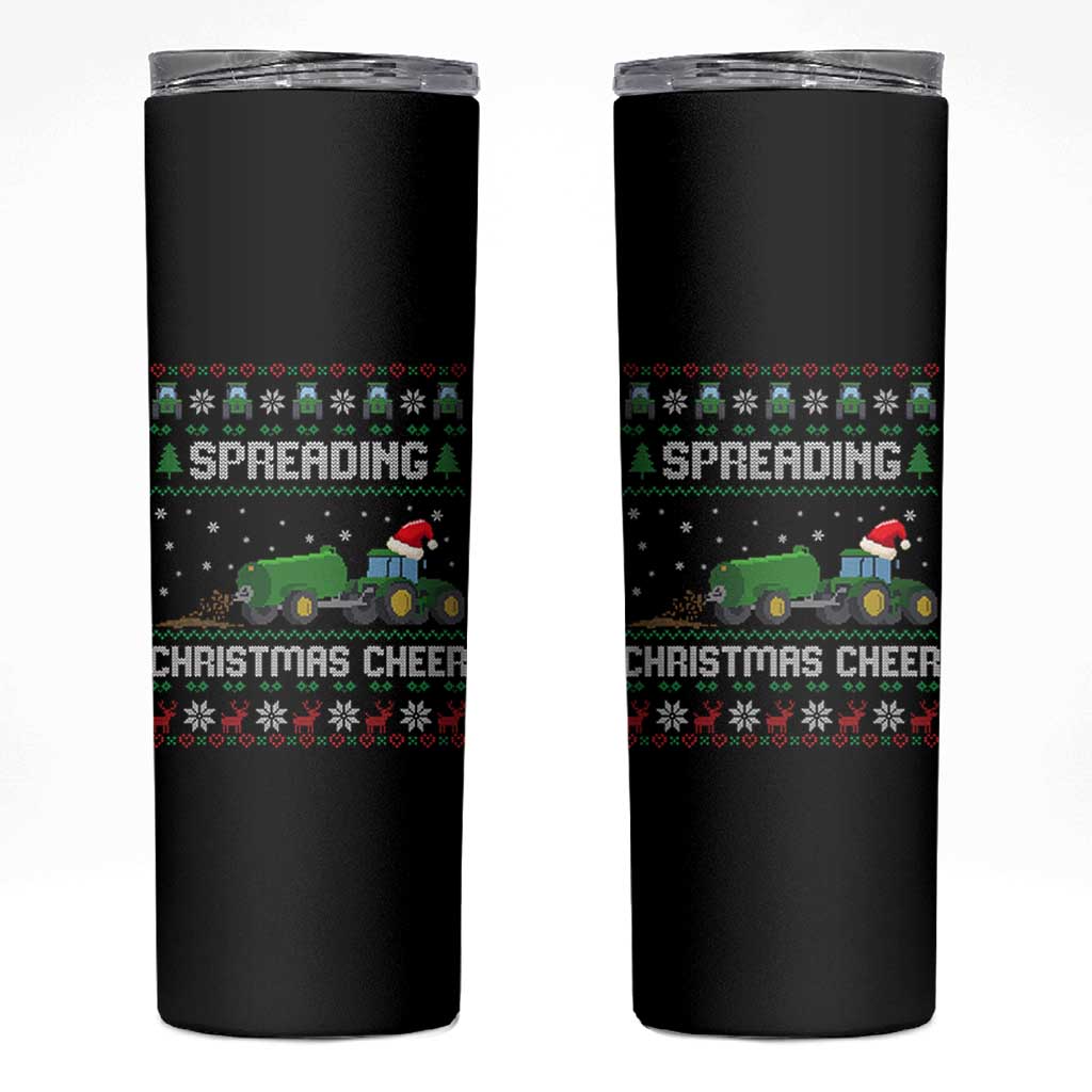 Spreading Christmas Cheer Skinny Tumbler Funny Farming Tractor Xmas - Wonder Print Shop
