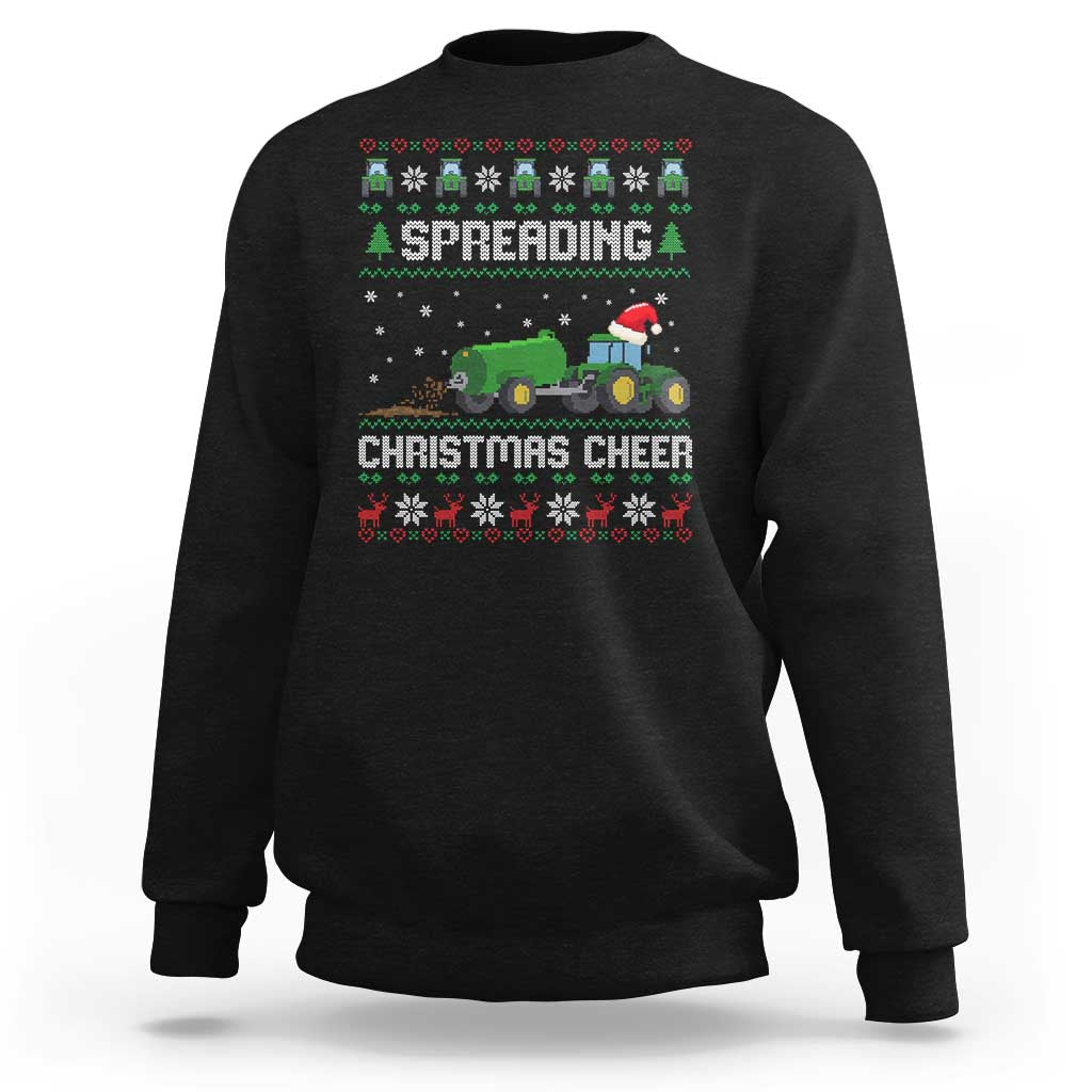 Spreading Christmas Cheer Sweatshirt Funny Farming Tractor Xmas - Wonder Print Shop