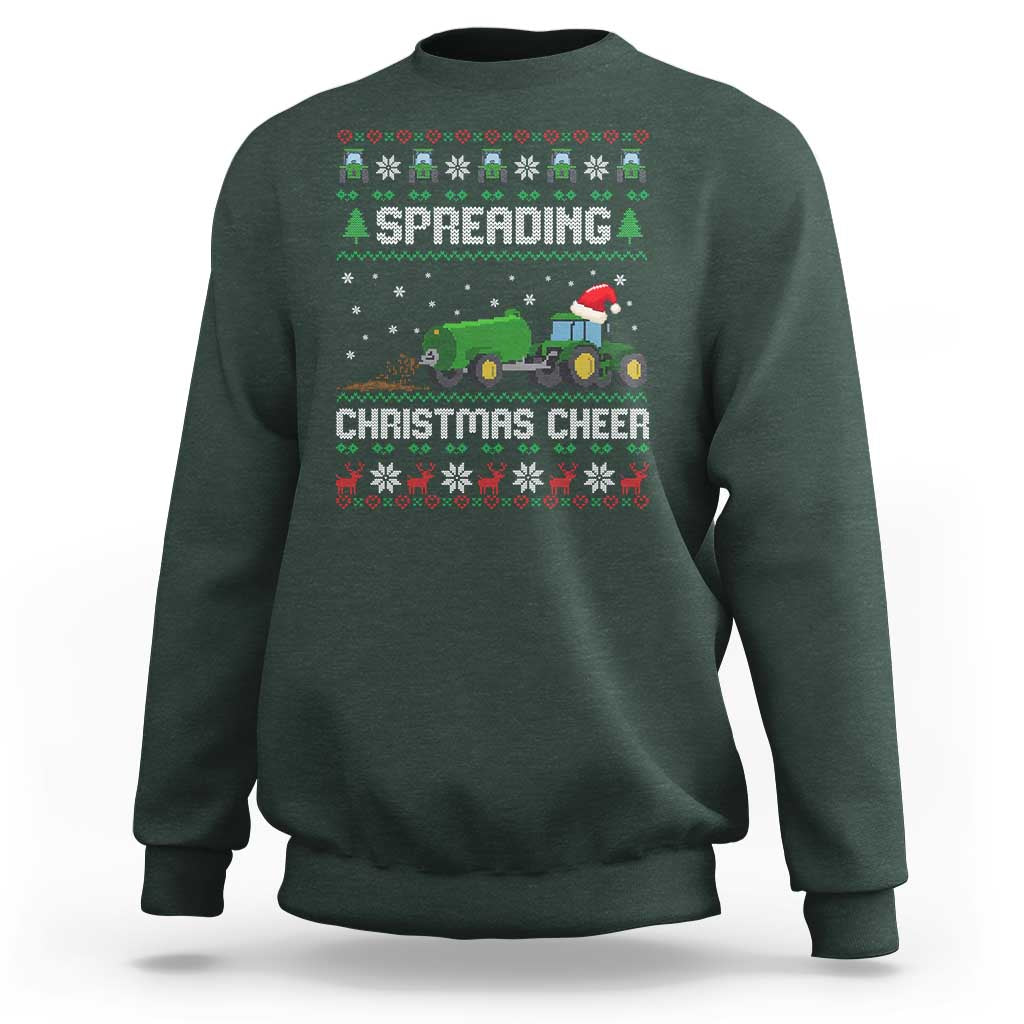 Spreading Christmas Cheer Sweatshirt Funny Farming Tractor Xmas - Wonder Print Shop