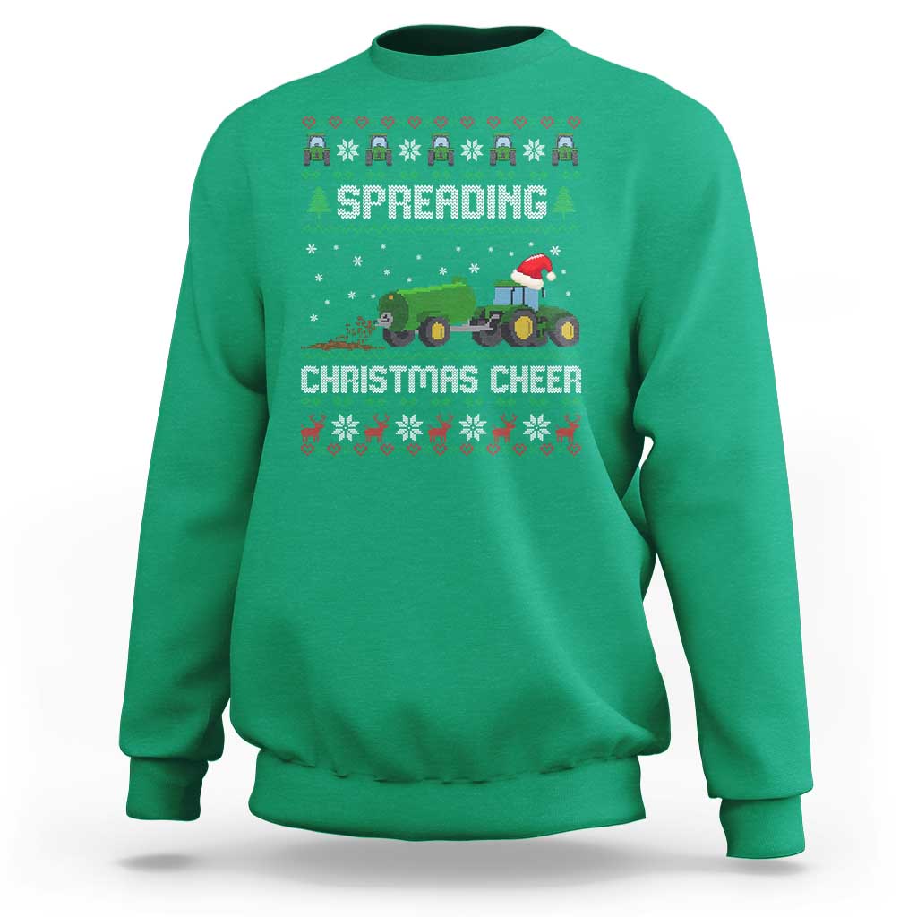 Spreading Christmas Cheer Sweatshirt Funny Farming Tractor Xmas - Wonder Print Shop
