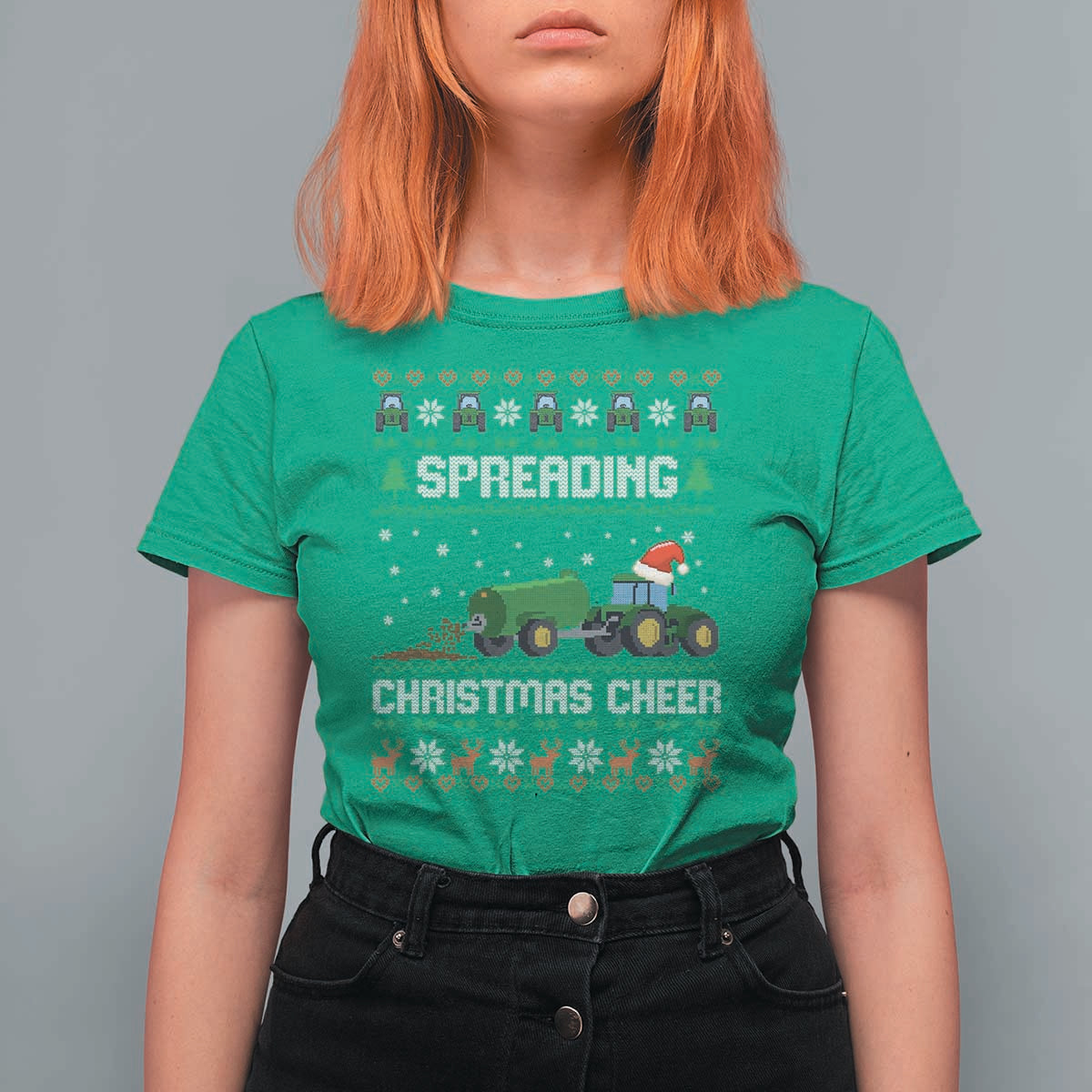 Spreading Christmas Cheer T Shirt For Women Funny Farming Tractor Xmas - Wonder Print Shop