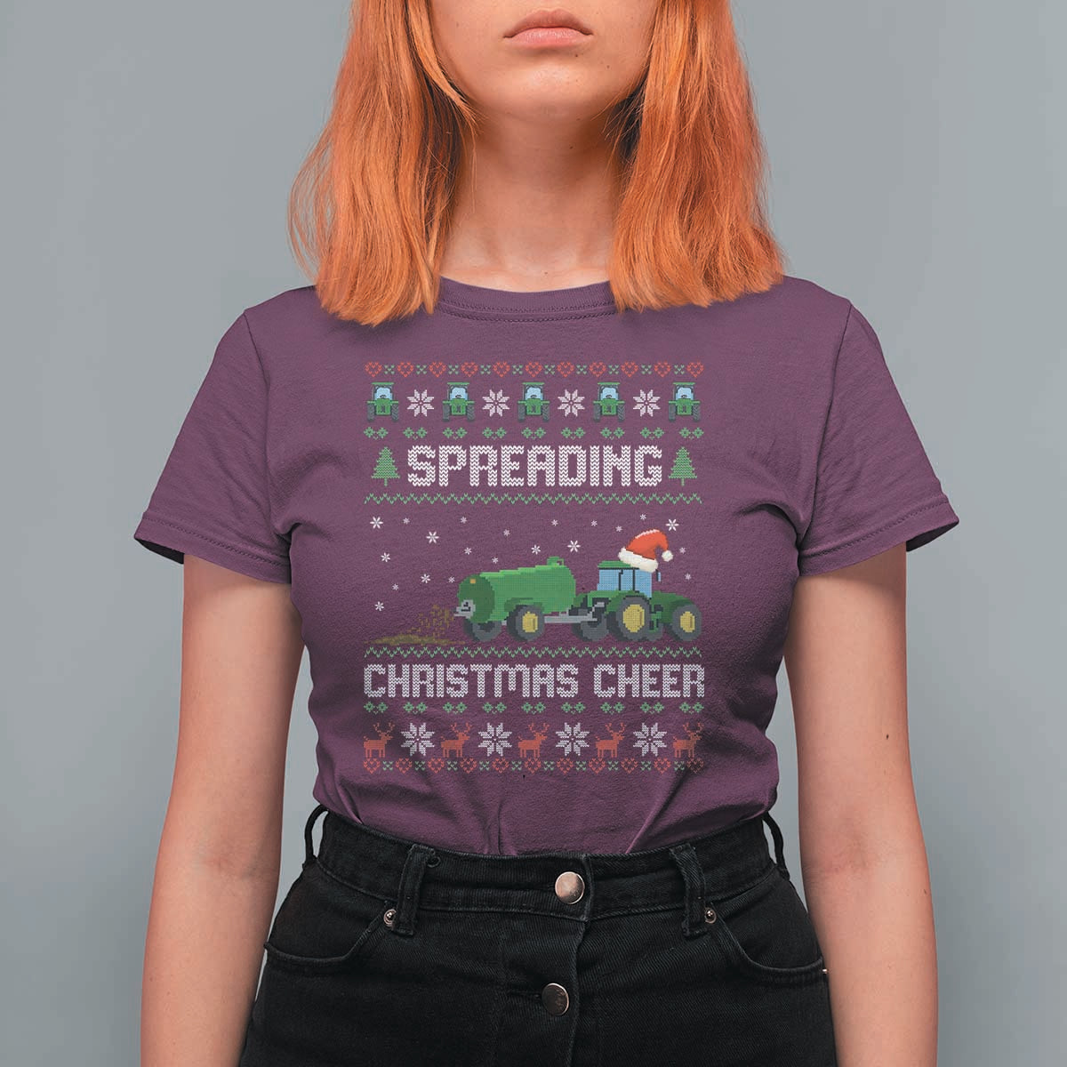 Spreading Christmas Cheer T Shirt For Women Funny Farming Tractor Xmas - Wonder Print Shop