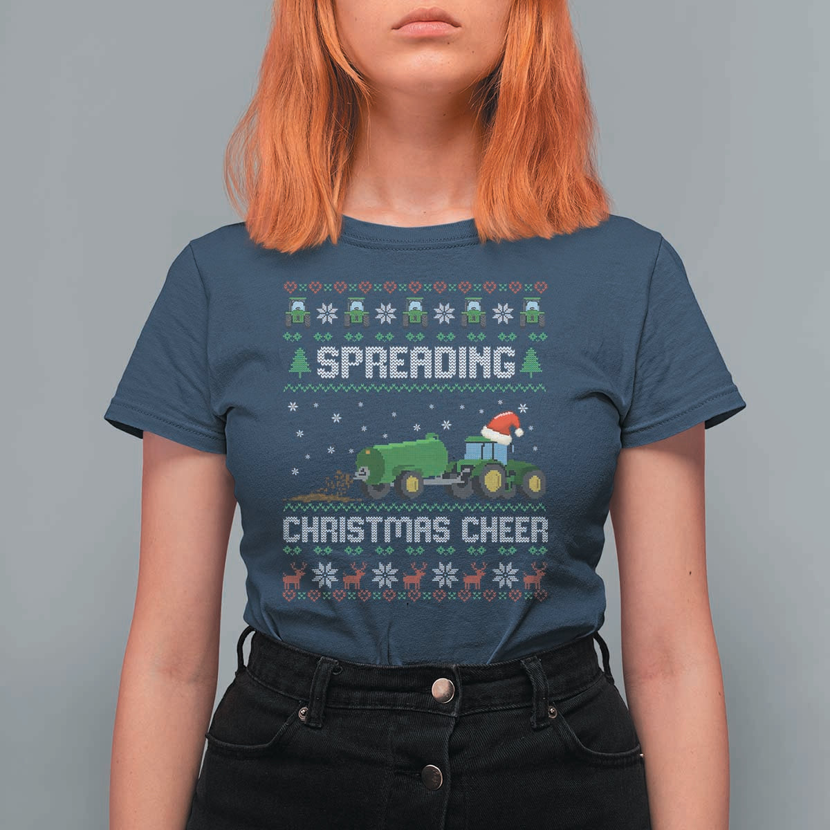 Spreading Christmas Cheer T Shirt For Women Funny Farming Tractor Xmas - Wonder Print Shop
