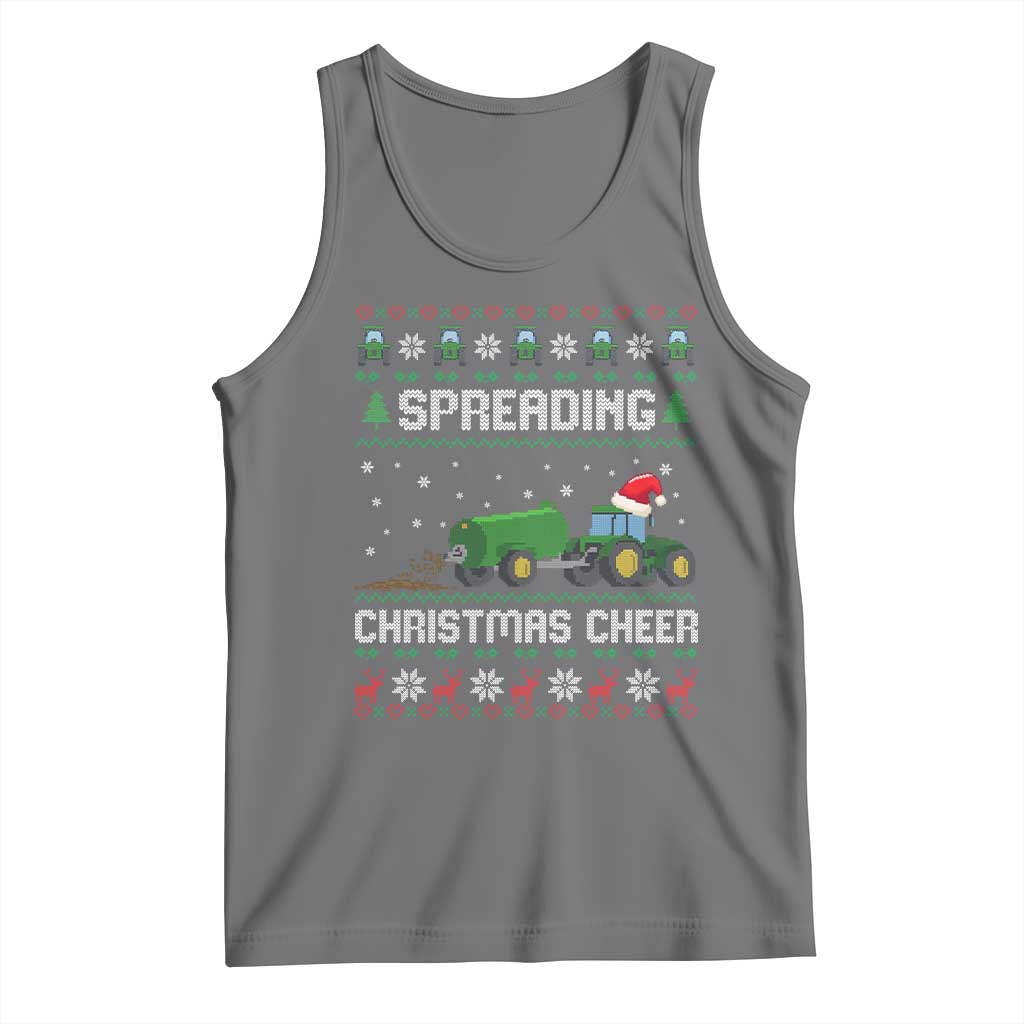 Spreading Christmas Cheer Tank Top Funny Farming Tractor Xmas - Wonder Print Shop